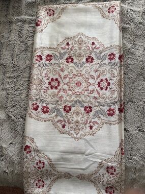 Ornate Floral Medallion curtains in Cream and Red